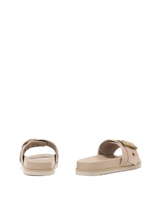 AllSaints Natural Ellie Western Buckle-Detail Slides
