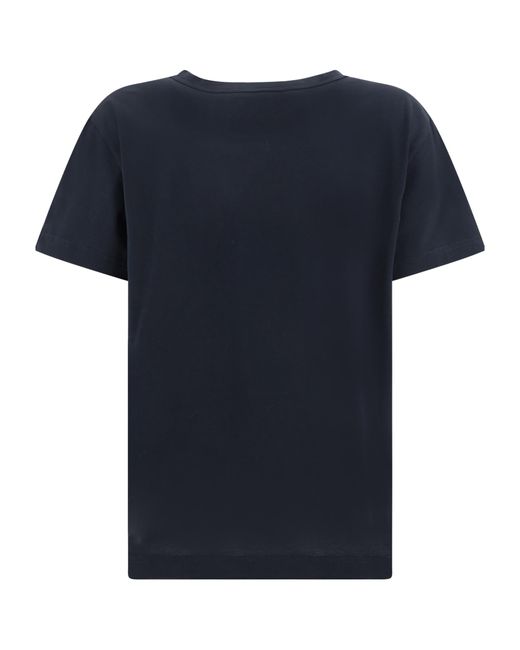 Fabiana Filippi Black Filo Diamante Detailed Short Sleeved Basic T-Shirt