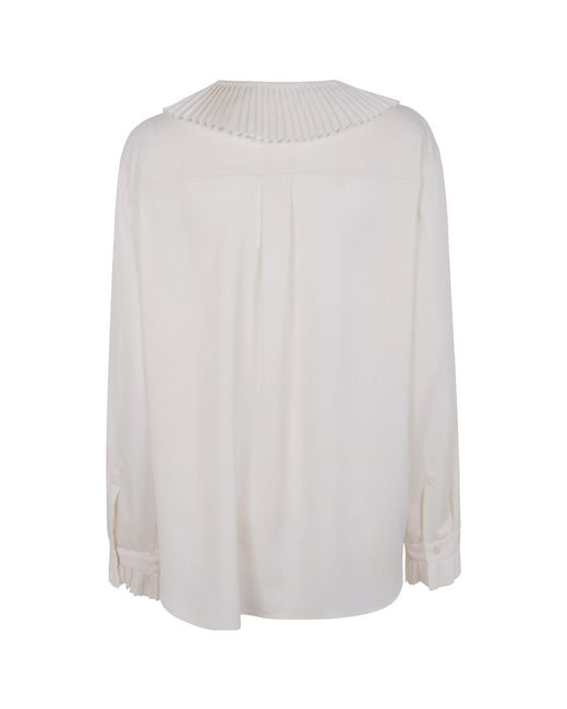 Philosophy Di Lorenzo Serafini White V-Neck Ruffled Shirt