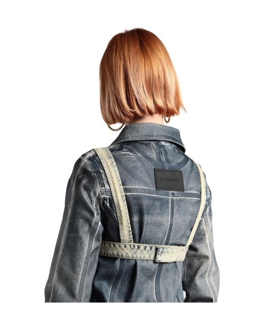 DIESEL Natural Sleeveless V-Neck Denim Cropped Jacket