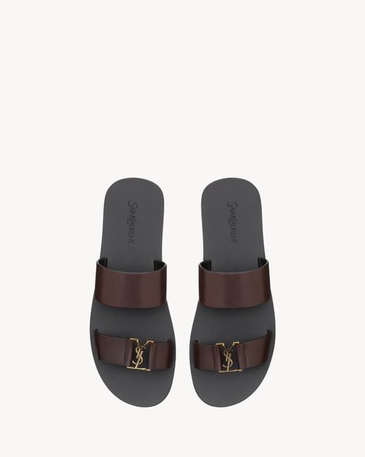 Saint Laurent White Babylone Logo Plaque Slides for men