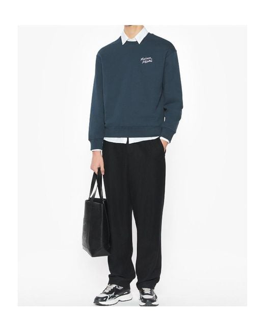Maison Kitsuné Blue Logo-Print Sweatshirt for men