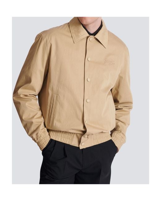 Balmain Natural Paris Logo Embroidered Bomber Jacket for men