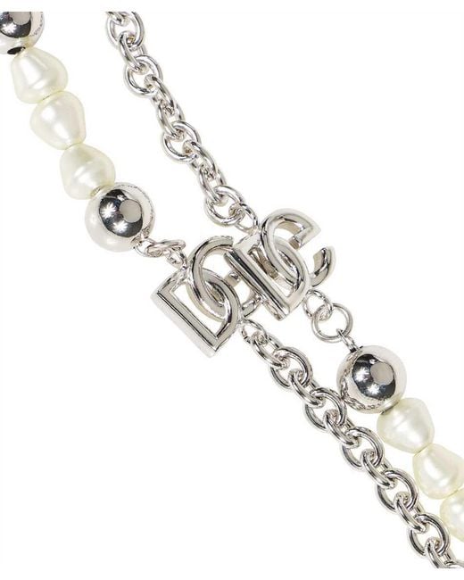 Dolce & Gabbana Metallic Logo Necklace for men