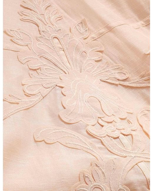 Zimmermann Natural Floral Appliqué Midi Skirt