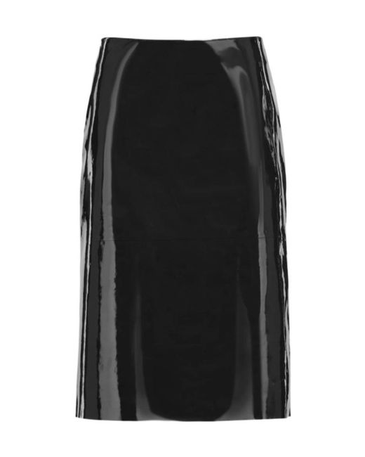 Ferragamo Black Patent Leather Pencil Skirt