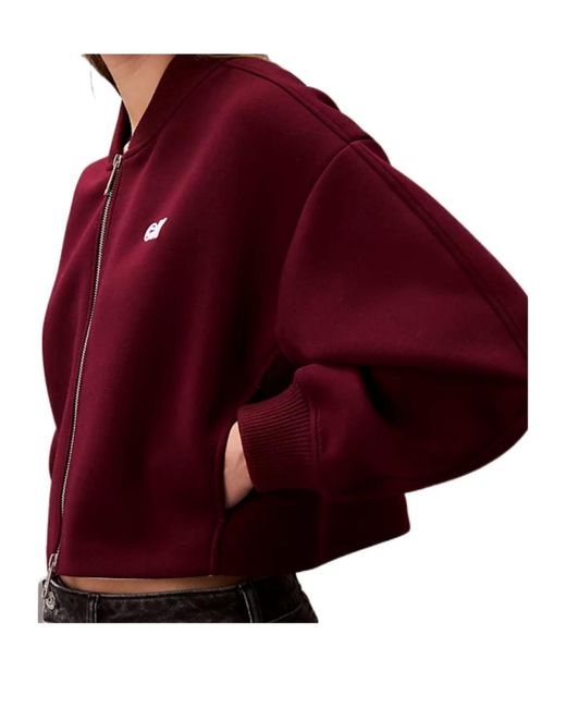 Calvin Klein Red Logo-Detail Balloon-Sleeve Bomber Jacket