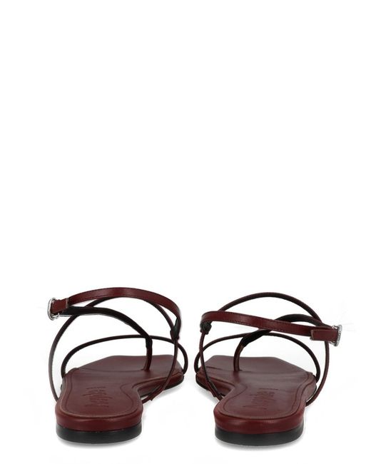 Aeyde Brown Square-Toe Flat Sandals