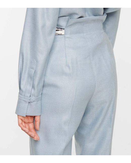 Gabriela Hearst Blue High-Waisted Slim-Fit Trousers
