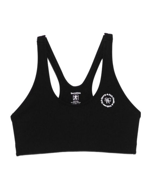 Sporty & Rich Black Logo-Printed Short-Sleeved Vest