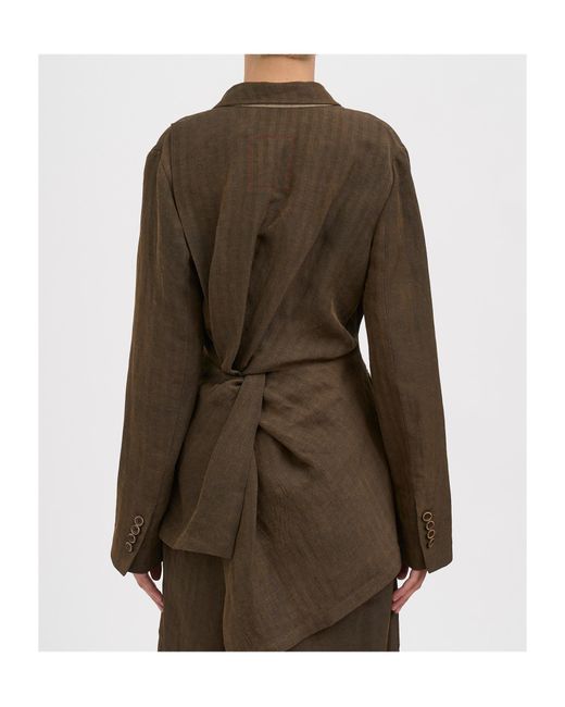 Uma Wang Brown Single-Breasted Suit Jacket