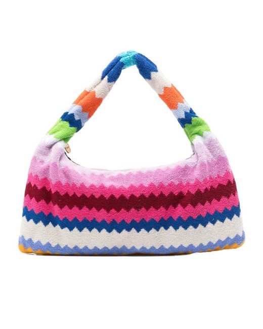 Missoni Pink Zigzag Patterned Zipped Tote Bag