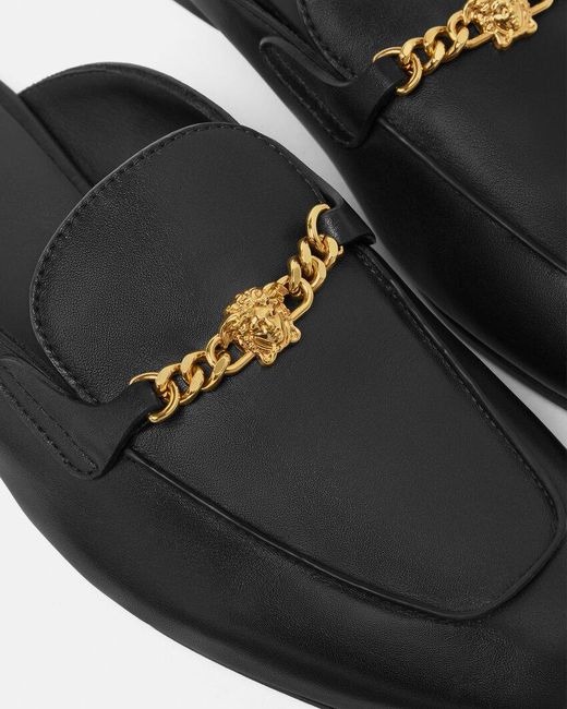 Versace Black Medusa Round-Toe Slippers