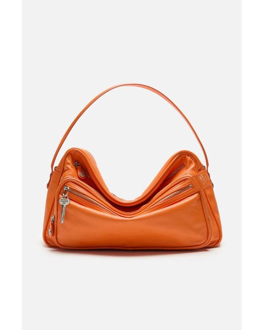 Acne Orange Camero Leather Shoulder Bag