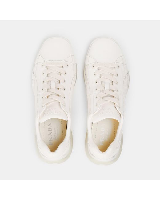 Prada White Lace-Up Sneakers