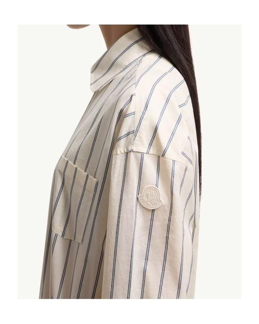 Moncler White Striped Button-Up Shirt