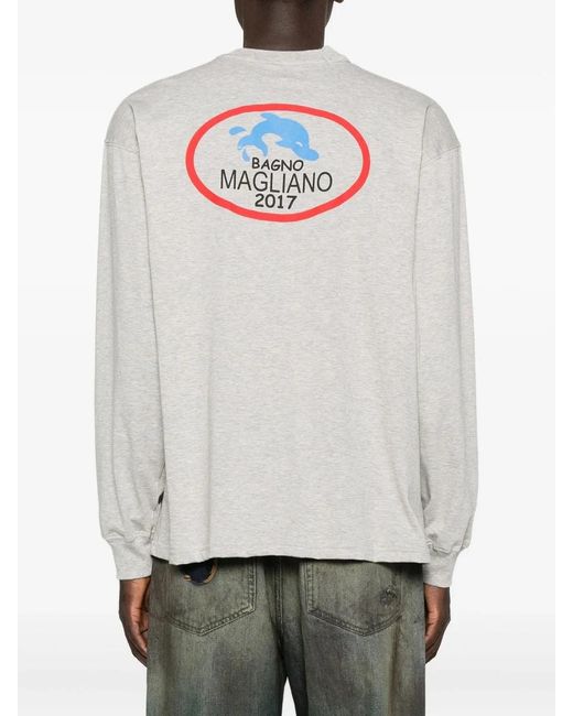 Magliano White Logo Graphic Long-Sleeved Sweatshirt for men