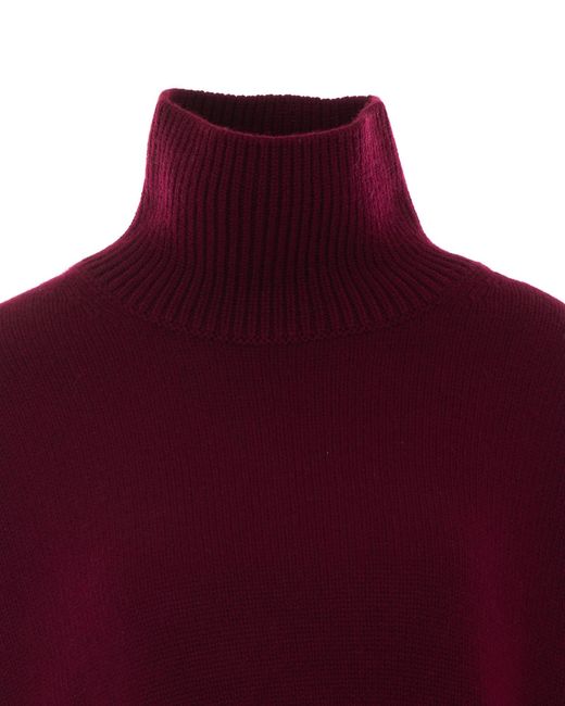 Lisa Yang Red Asymmetric-Hem Mock-Neck Sweater