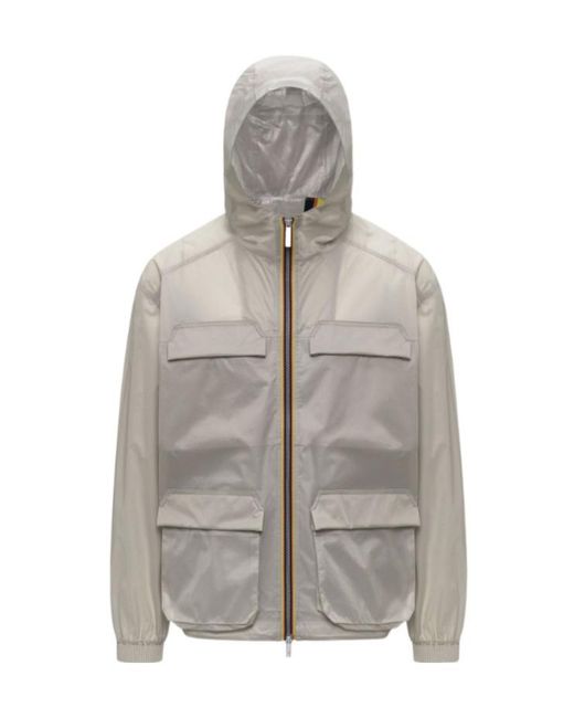 K-Way Gray Hooded Pocket Jacket for men