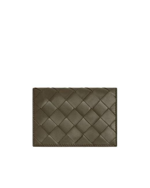 Bottega Veneta Gray Intrecciato Business Card Case