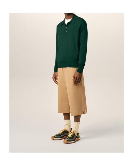 AMI Green Long Sleeves Polo for men