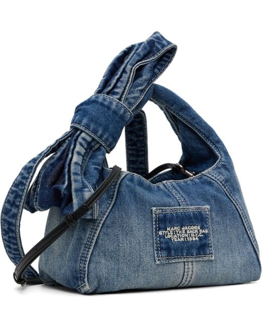 Marc Jacobs Blue The Bow Denim Mini Sack Bag