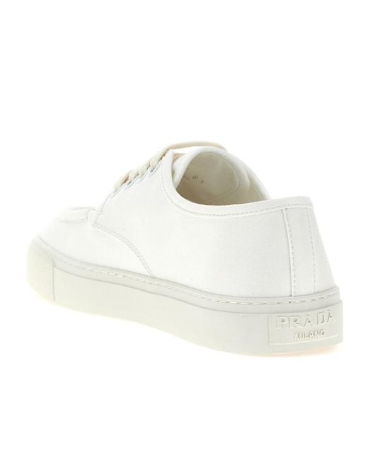 Prada White Low Top Lace-Up Sneakers for men