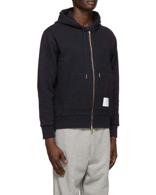 Thom Browne Blue Rwb Stripe Zipped Hoodie for men
