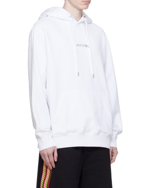 Lanvin White Logo-Embroidered Cotton Hoodie