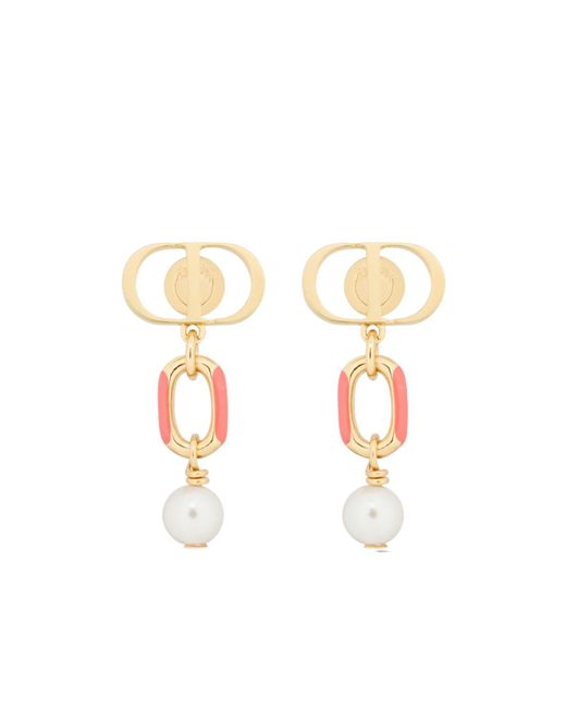 Dior White Iviera Petit Cd Earrings