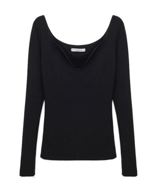 Dorothee Schumacher Black Structured V-Neck Top