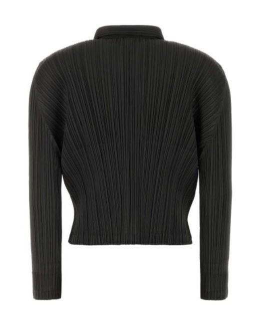Pleats Please Issey Miyake Black Knit Shirt