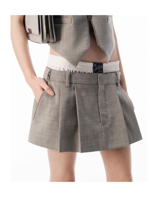 Alexander Wang Gray Zip Detailed Mid-Rise Skorts