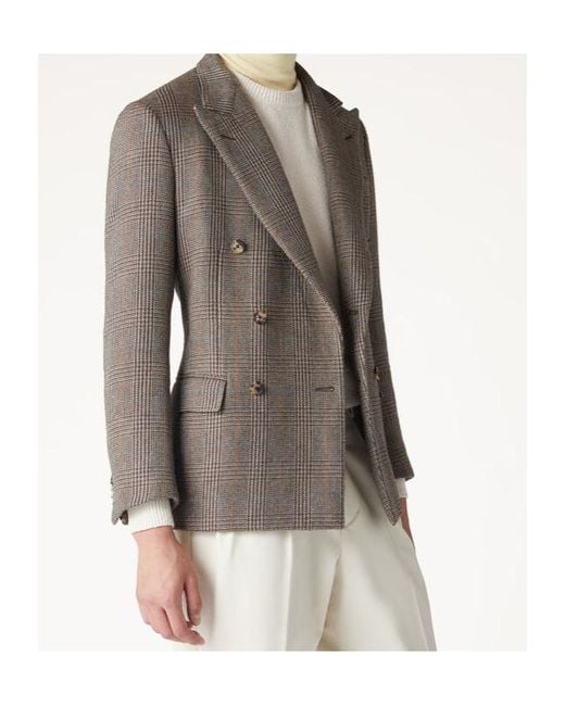 Loro Piana Brown Cashmere Wool Double-Breasted Blazer for men