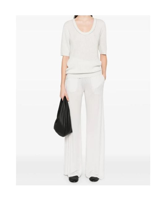 Fabiana Filippi White Short Sleeve Sweater
