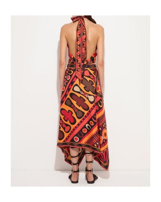Emilio Pucci Red Pucci Asymmetric Draped Printed Skirt