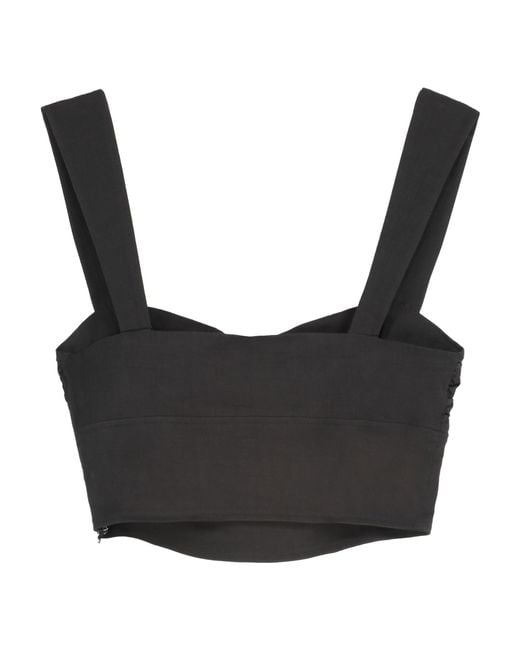 Pinko Black Button-Detailed Gathered Top