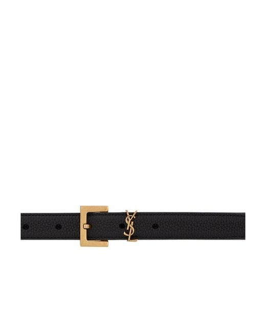 Saint Laurent White Cassandre Thin Belt for men
