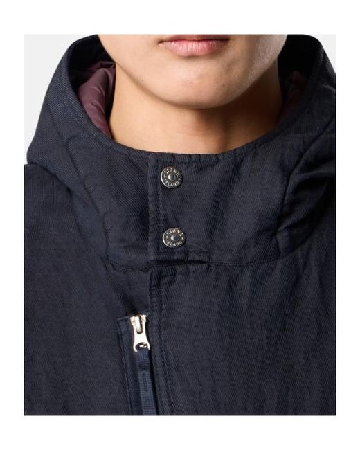 Stone Island Blue Padded Hooded Jacket With Anti-Drop for men