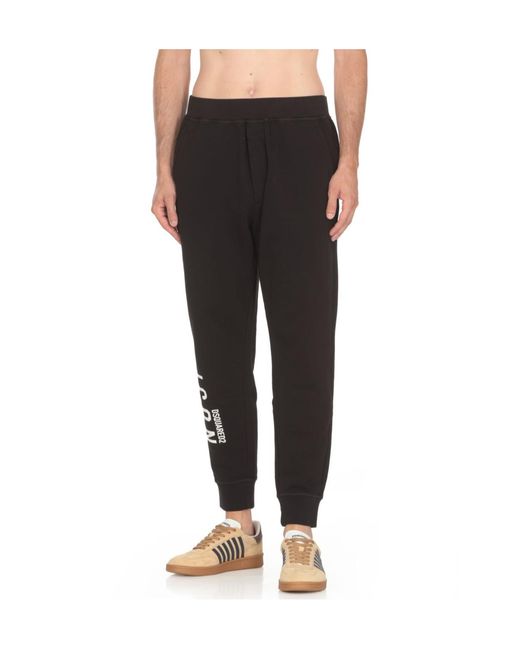 DSquared² Black Icon Printed Pants for men