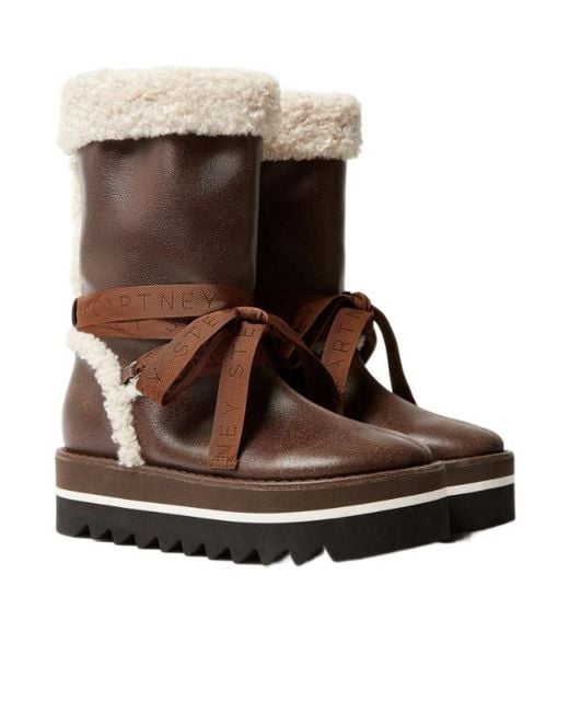 Stella McCartney Brown Platform Wedge Snow Boots