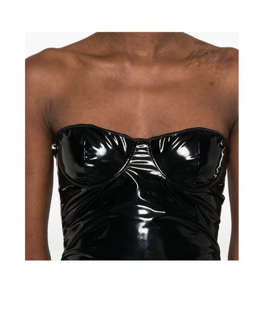 Oseree Black Strapless Midi Dress