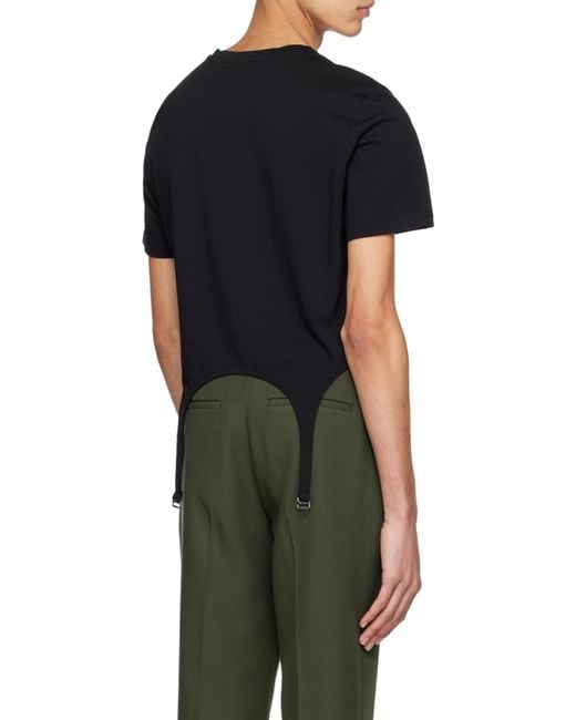 Dion Lee Black Short-Sleeved Garter T-Shirt for men
