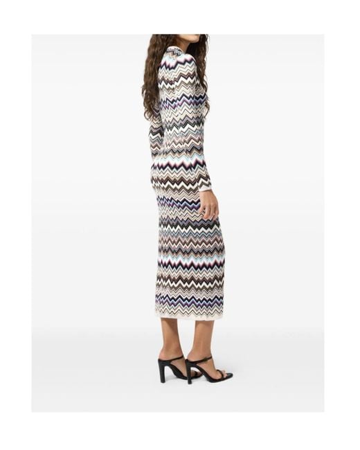 Missoni White Zig Zag Motif Long Dress