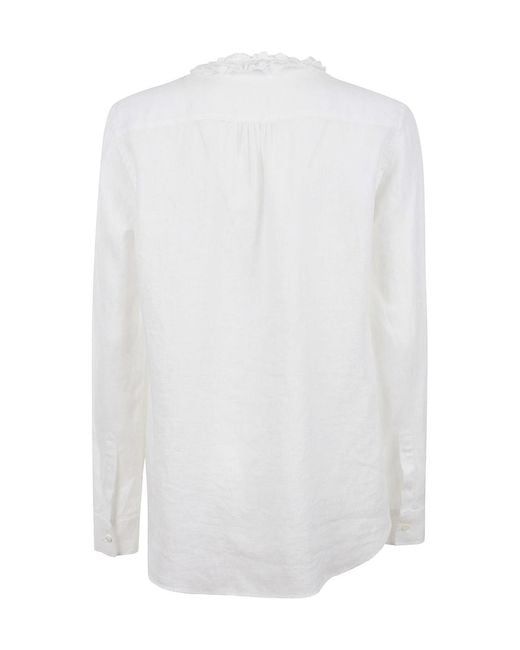 Aspesi White Ruffled Collar Shirt