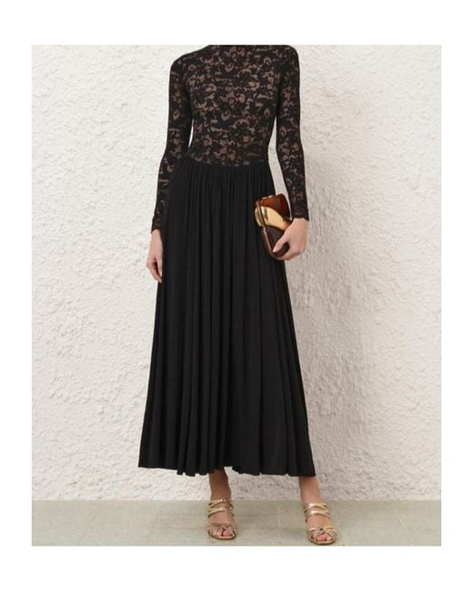 Zimmermann Black Lace Jersey Dress
