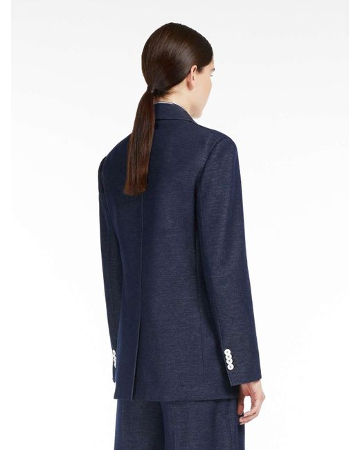 Max Mara Blue Double-Breasted Slim Suit Jacket
