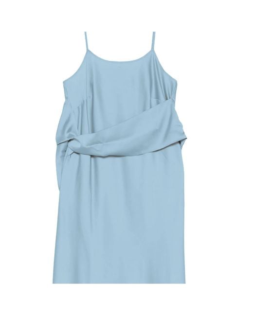 D.exterior Blue Draped Slip Dress