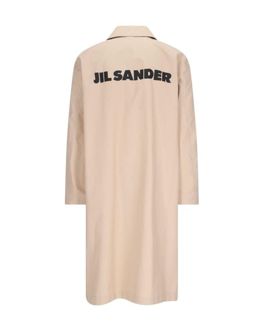 Jil Sander Natural Buttoned Long Coat for men