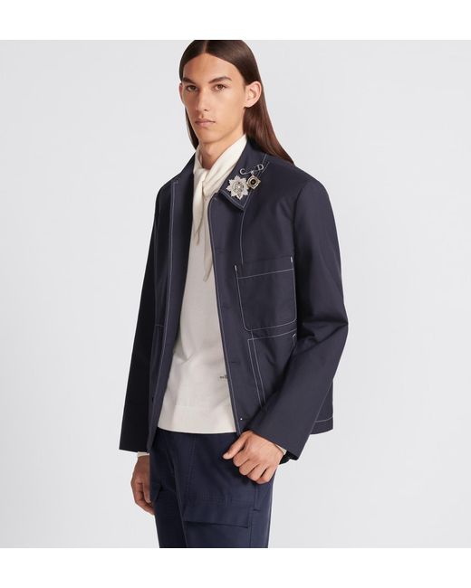 Dior Blue Homme Collared Button-Up Jacket for men